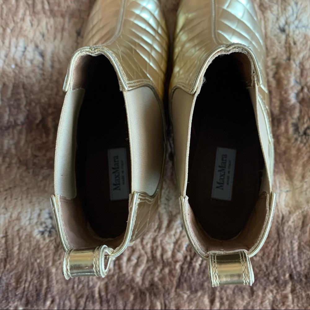 Max Mara Salice Ankle Boots Gold Croc - Picture 10 of 10